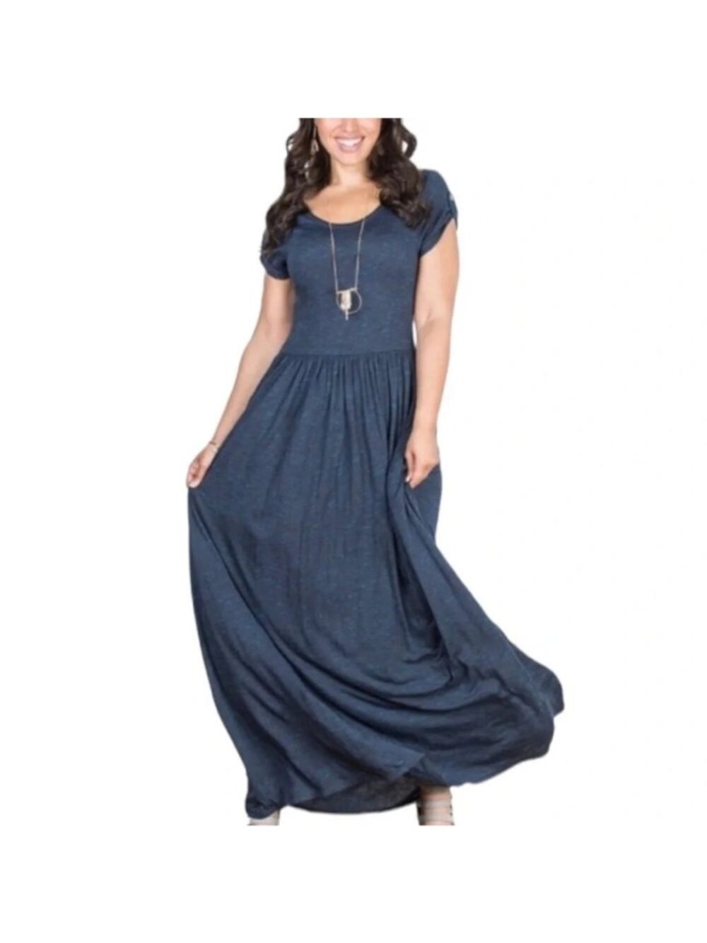 Matilda Jane Melange Deep Water Dress Maxi Pockets A Line Navy Size S